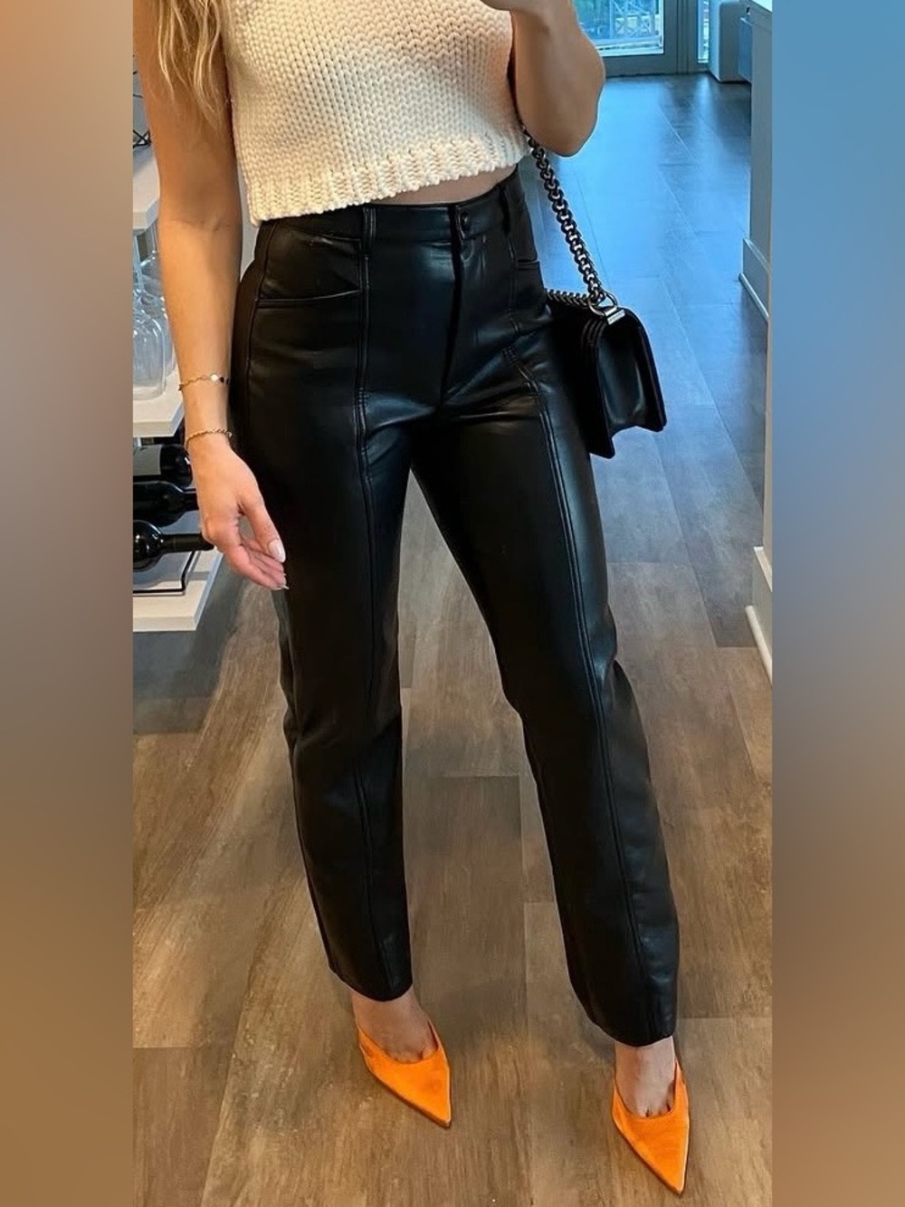 Aritzia Wilfred Black Rebel Leather Pant